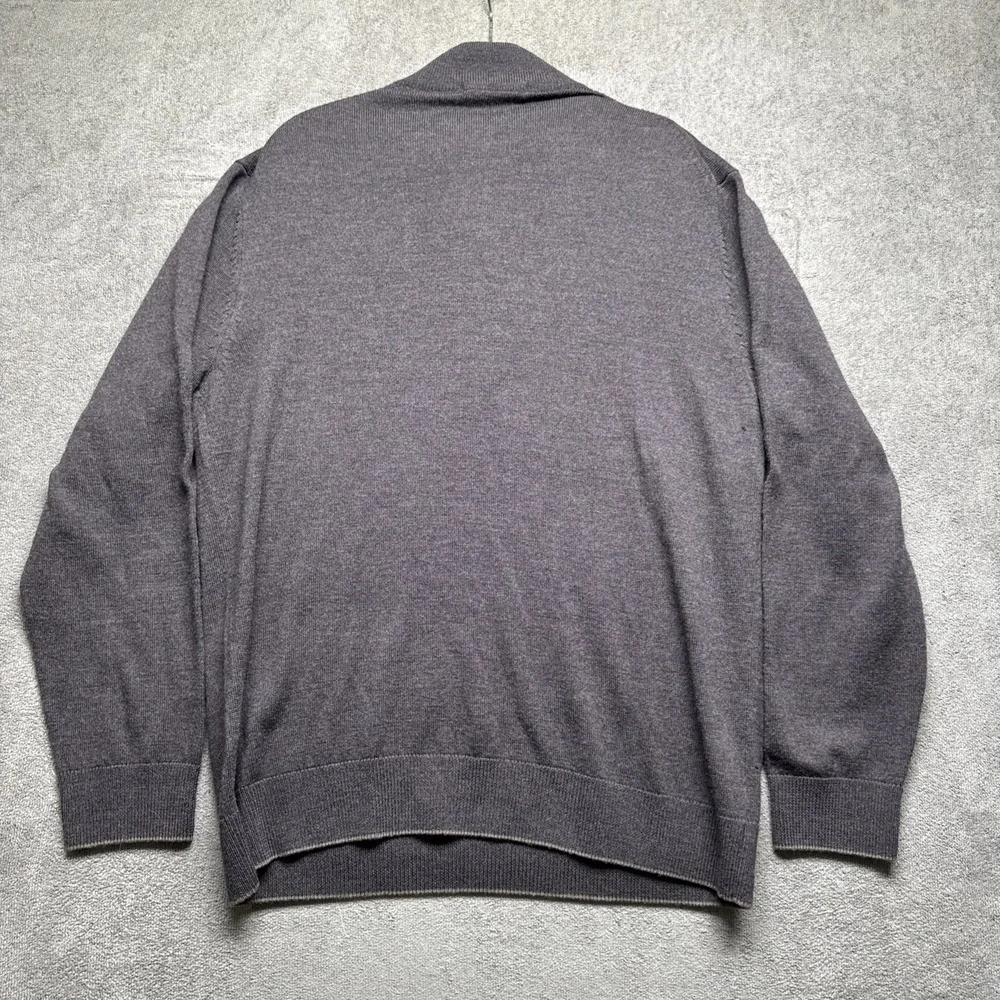 Raffi Men's Merino Wool 1/4 Zip‎ Sweater Large Purple Brown Preppy Old Money